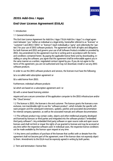 Image d’aperçu de ZEISS Add-Ons / Apps End User License Agreement (EULA)