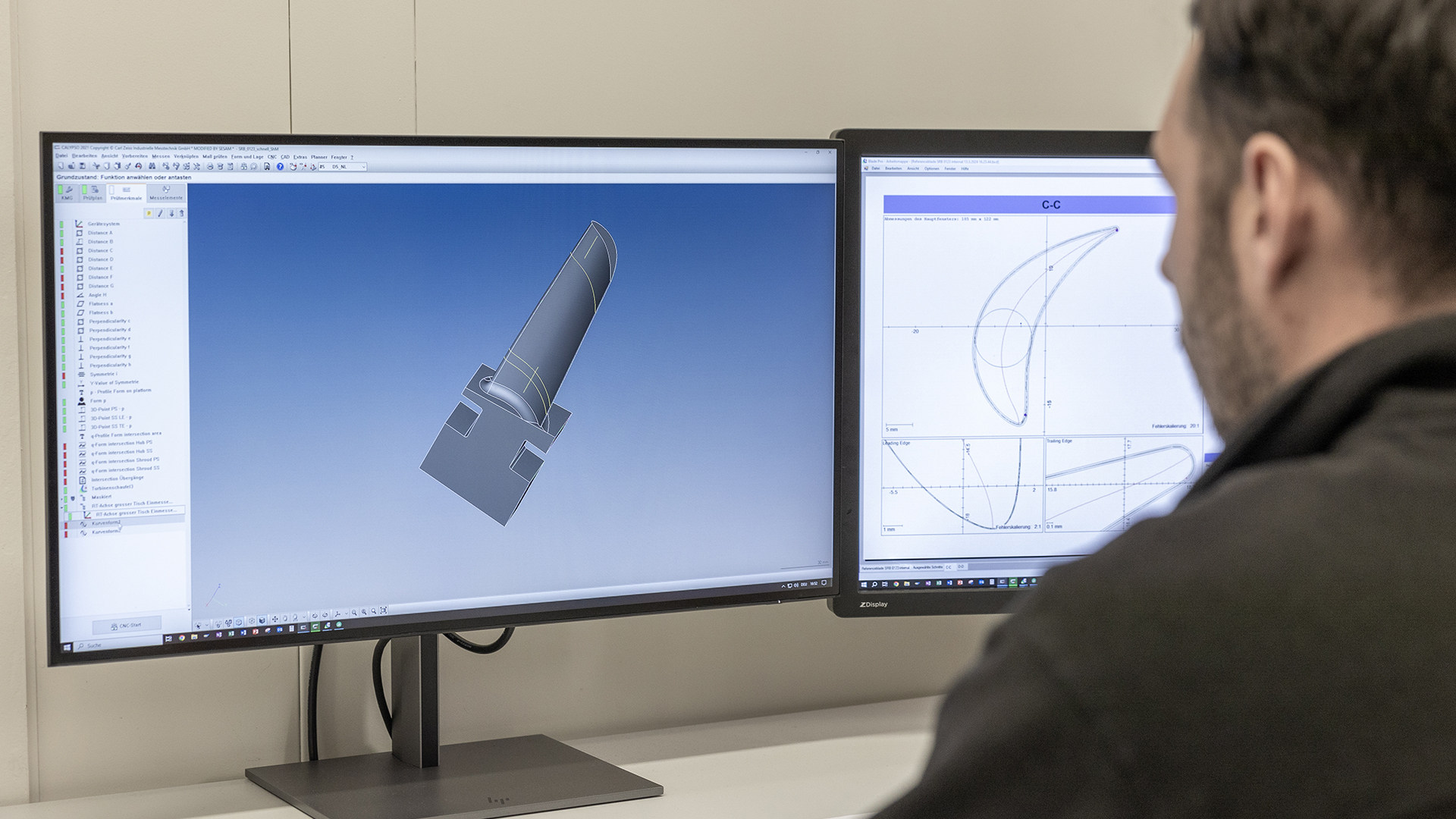 Le logiciel ZEISS CALYPSO et le logiciel d'analyse et d'inspection Blade Inspect interprètent et analysent rapidement les données de mesure des aubes du rotor, des vannes et des blisks.