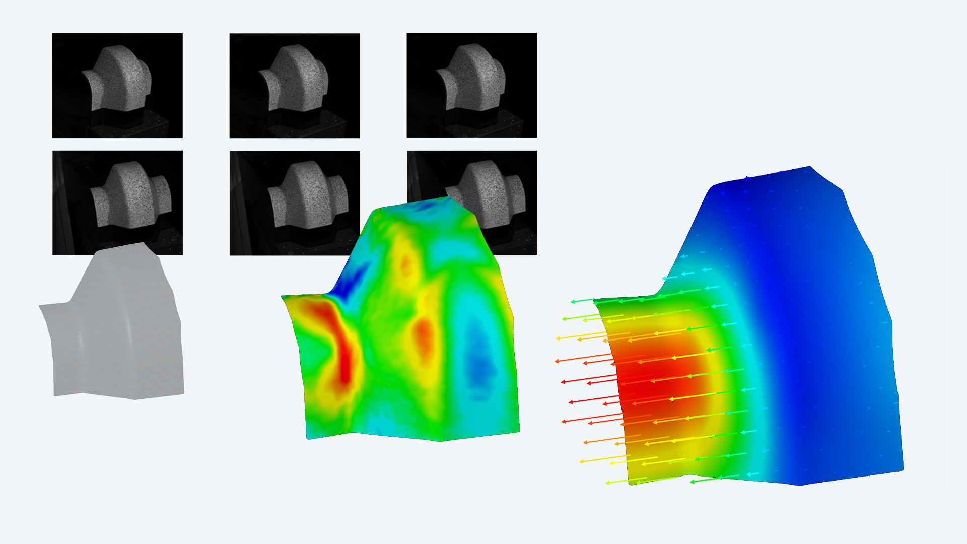 Allongement, déplacement 3D et déformation 3D
