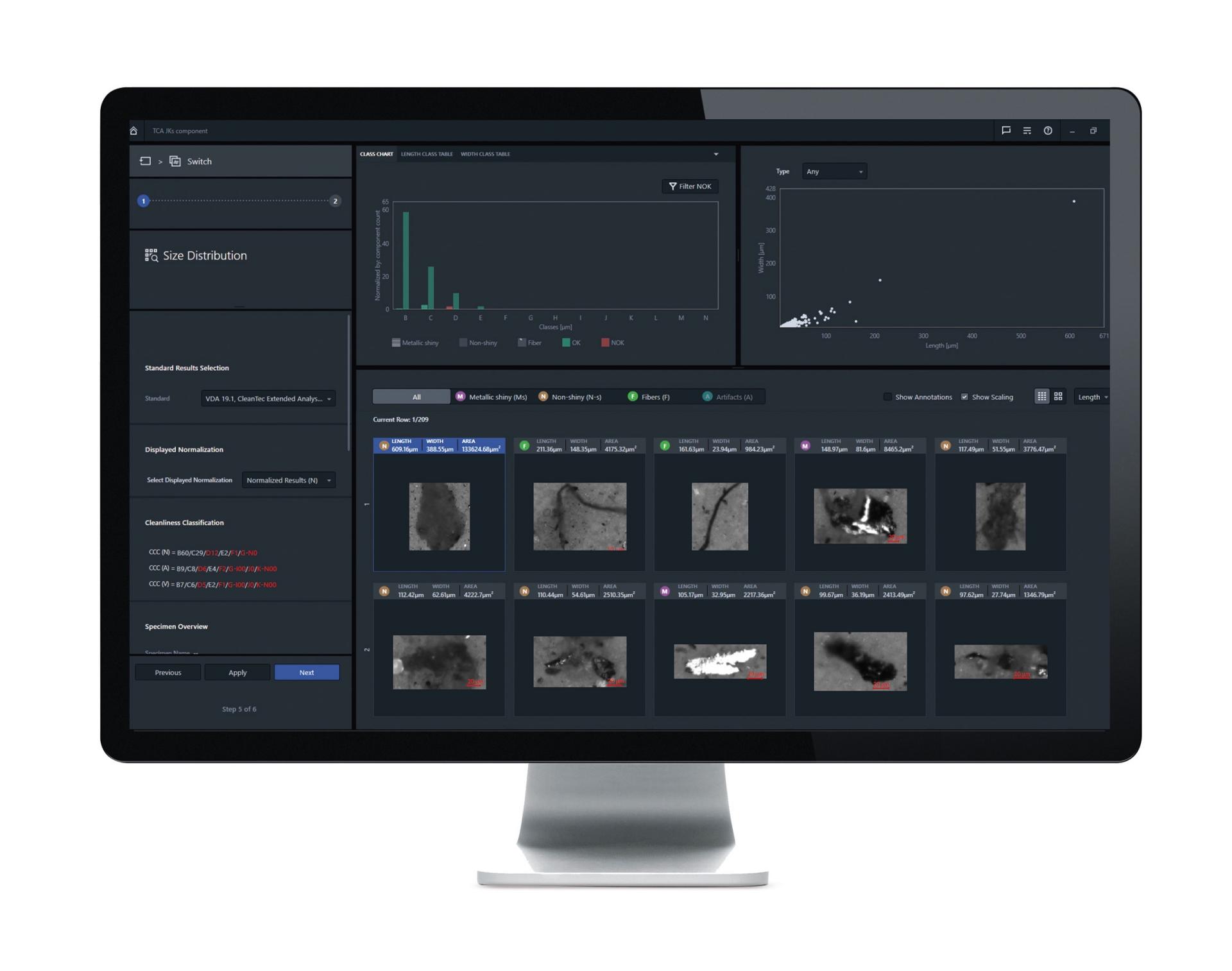 évaluation avec ZEISS ZEN core Technical Cleanliness Analysis