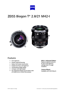 Image d’aperçu de ZEISS Biogon T* 2.8/21 M42-I