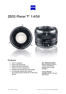Image d’aperçu de ZEISS Planar T* 1.4/50