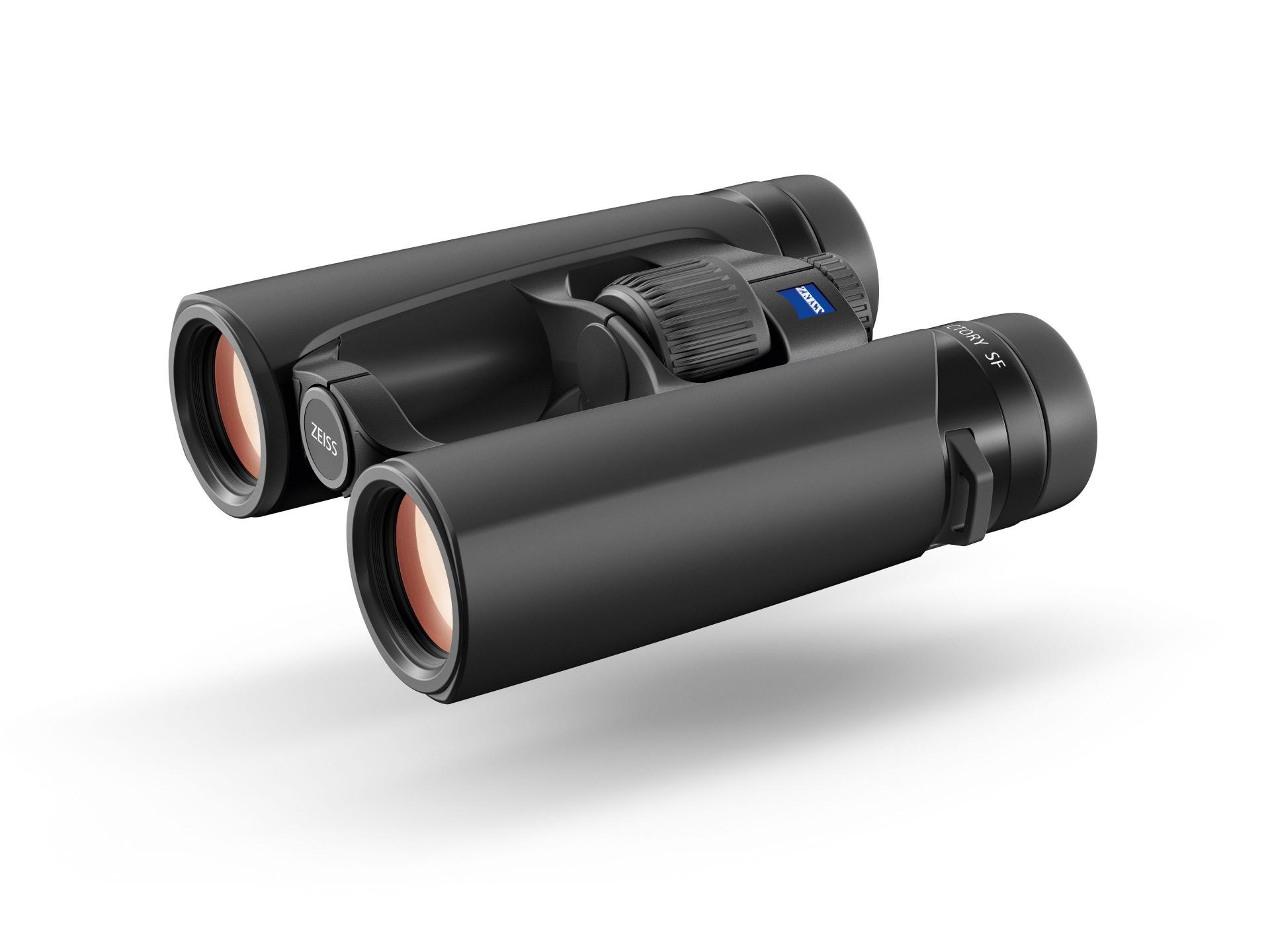 Black ZEISS binoculars with a sleek, modern design featuring the ZEISS logo near the central focusing wheel.