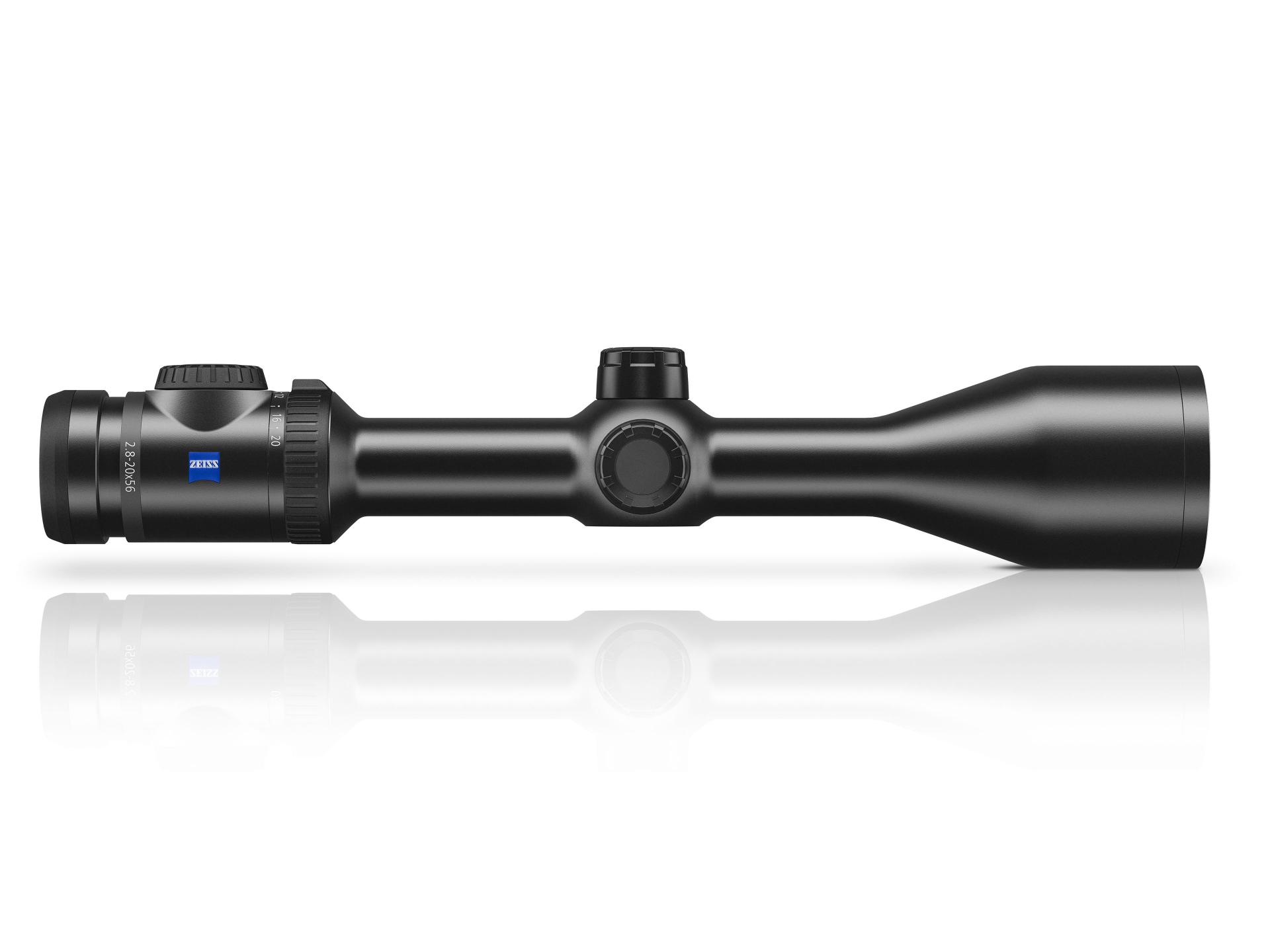 Side profile of the ZEISS riflescope long-range model showing extended tube and robust construction.