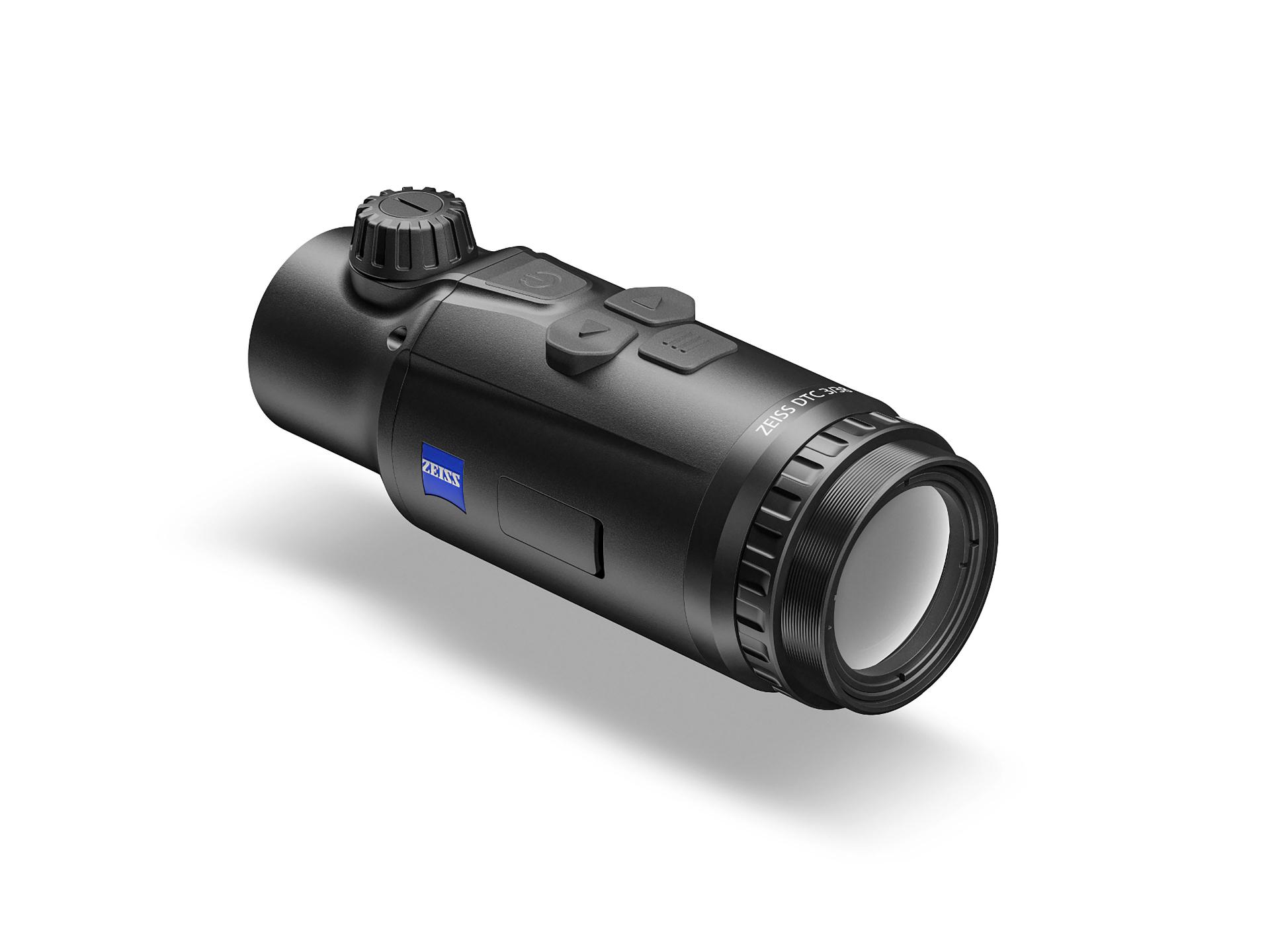Black ZEISS thermal imaging monocular with focus ring, control buttons, and ZEISS logo on the side.