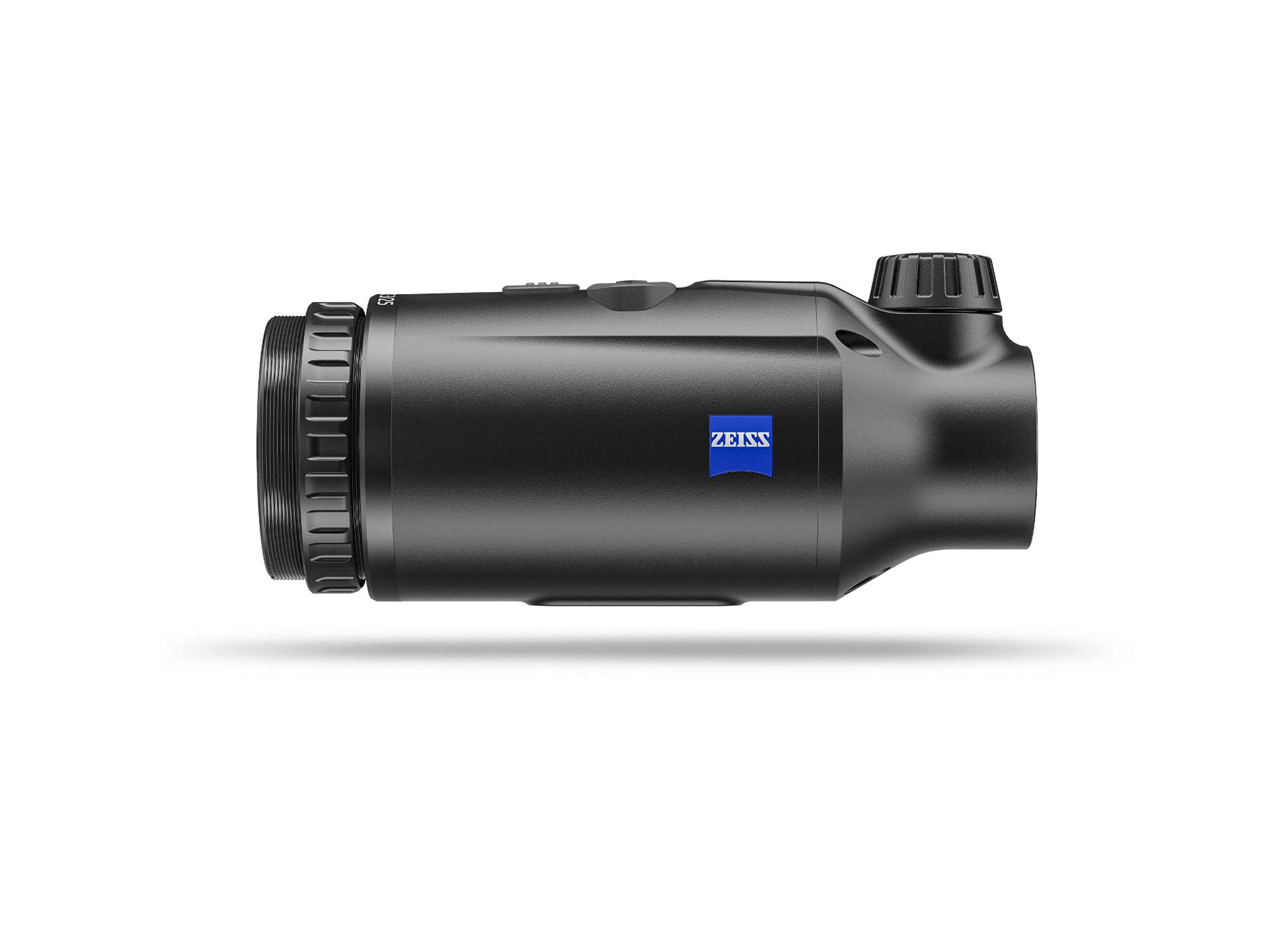 Compact black ZEISS thermal imaging monocular with textured focusing ring and control buttons, displayed on a white background.