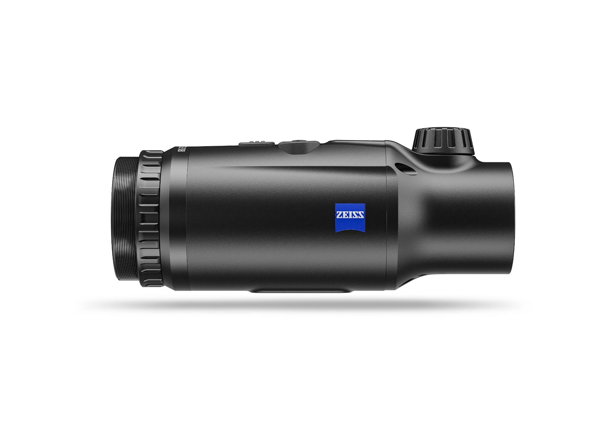 Side view of a black ZEISS thermal imaging monocular with control buttons and the ZEISS logo prominently displayed.