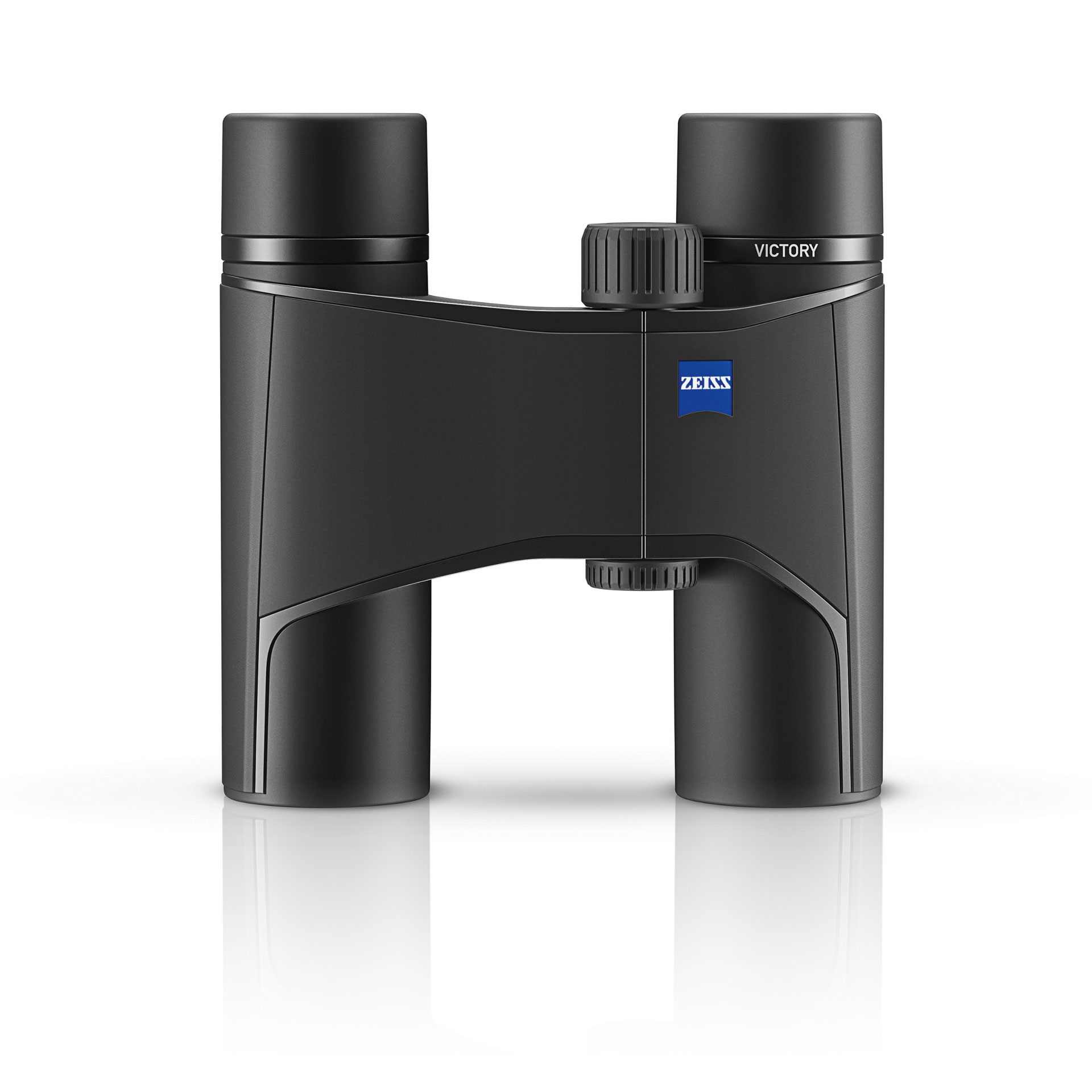 Black ZEISS VICTORY compact binoculars with a central focusing wheel and ZEISS logo on the bridge.