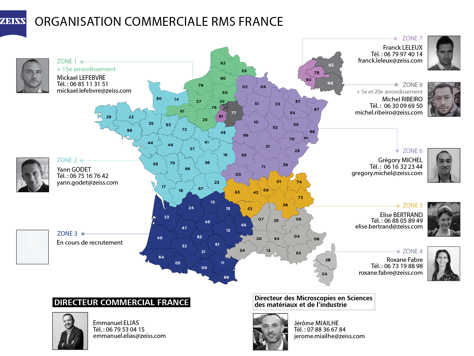 Carte ZEISS organisation commerciale RMS France