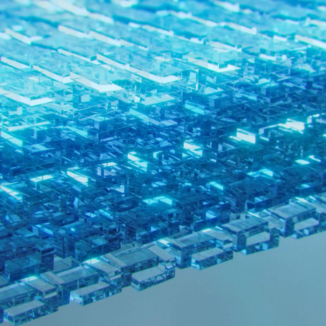 Image de synthèse représentant des couches de traitement extra-minces, non compressées, comme celles de traitements antireflet conventionnels.