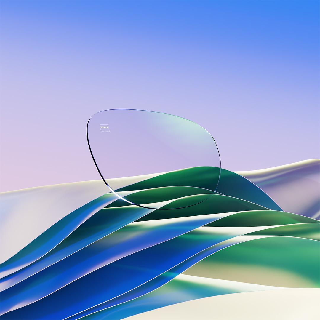 Image présentant ZEISS DuraVision Chrome UV et son irisation résiduelle verte.