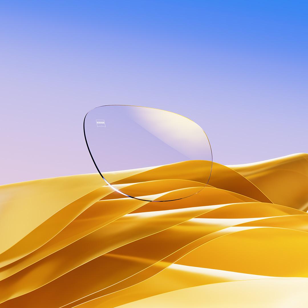 Image présentant ZEISS DuraVision Gold UV et son irisation résiduelle dorée.