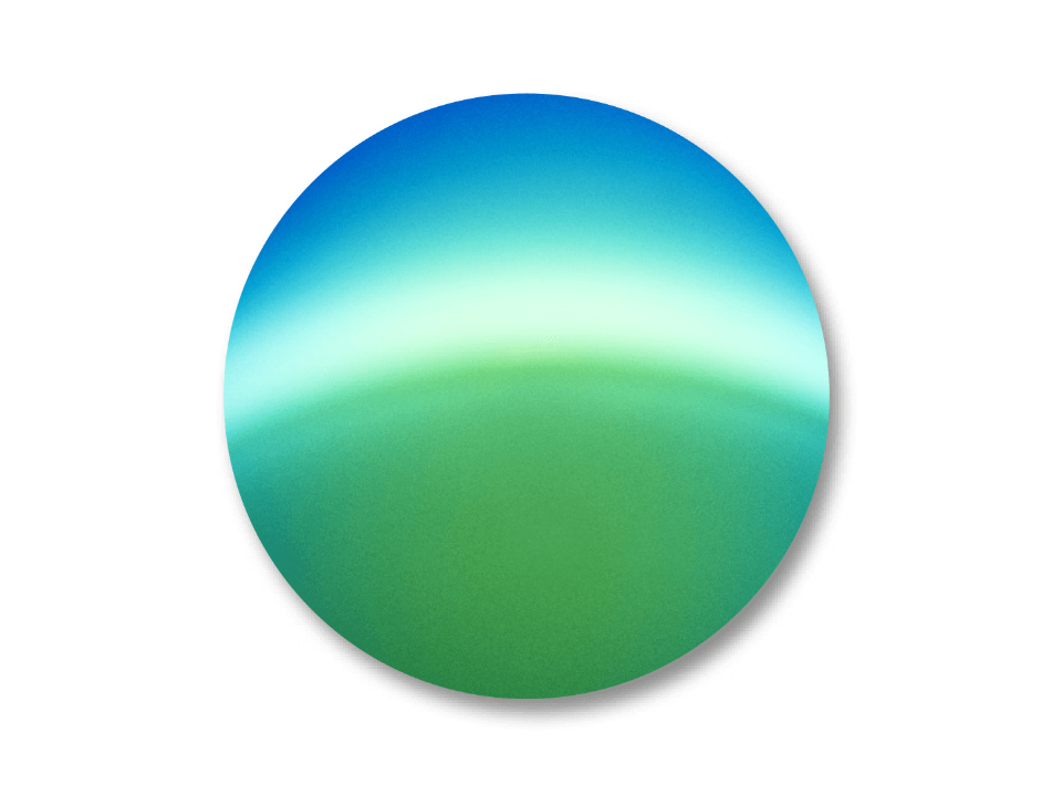 ZEISS DuraVision Mirror de couleur verte avec un dégradé bleu sur le dessus.